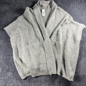 New Loft Textured Open Poncho Sweater OS One Size Neutral Minimal Heather Gray